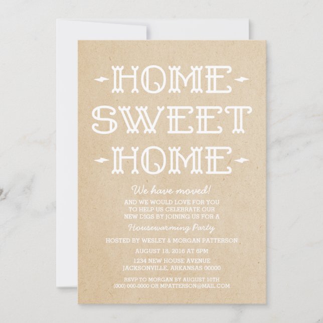 Convite Beige Whimsical Sweet Home Housearming Party (Frente)
