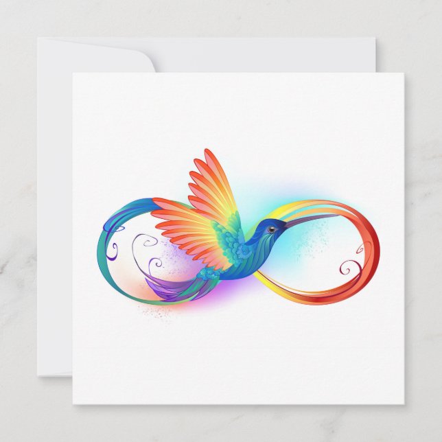 Convite Beija-flor Arco-íris com símbolo do Infinito (Frente)