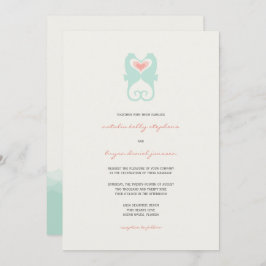 Convite Beijar Cavalos Adoram Corações de Praia Casamento 