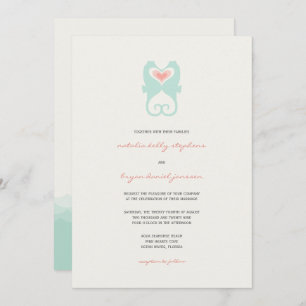 Convite Beijar Cavalos Adoram Corações de Praia Casamento