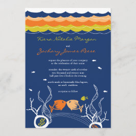 Convite Beijar Fishes Corais Praia Casamento Cogado