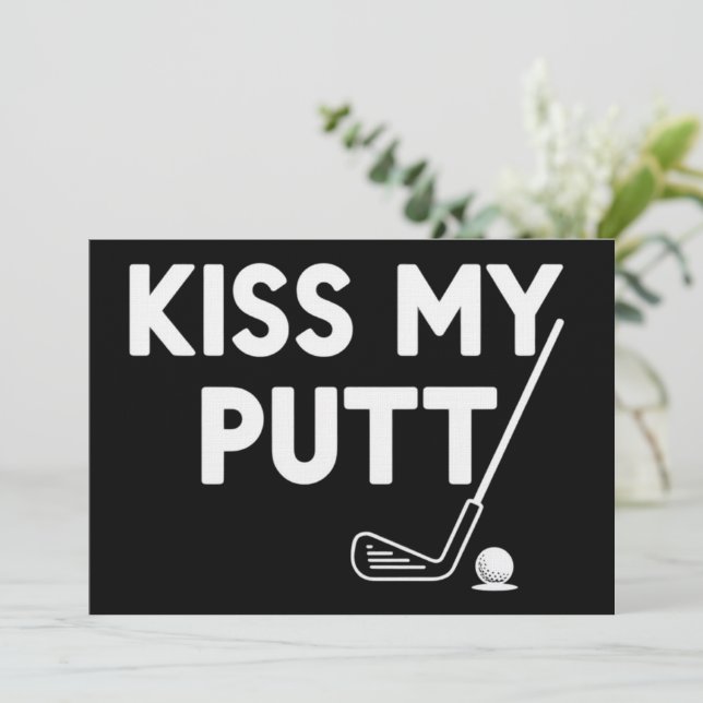 Convite Beije Meu Putt Golfe Piadas Engraçadas Golfe Sarcá (Em pé/Frente)