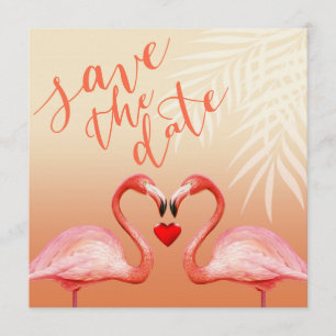 Convite Beijo de Coração de Flamingo Save the Date   pêsse