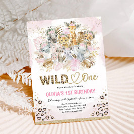 Convite Beijo Dourado Boho Safari Fera de 1º Aniversário