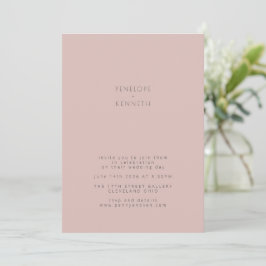 Convite Beijo Rosa Empoeirado Casamento Moderno Minimalist
