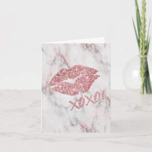 Convite Beijo XOXO Glitter de Rosa bonito