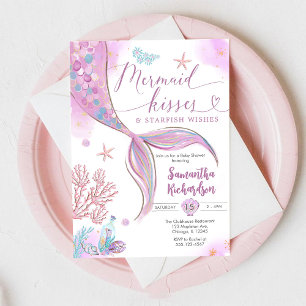 Convite Beijos de Sereia Sob o Mar Aniversário