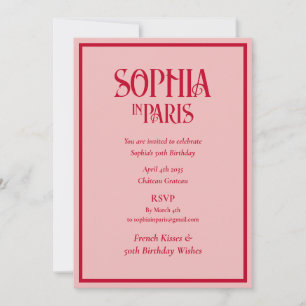 Convite Beijos Franceses 50º Aniversário Deseja Paris Aniv