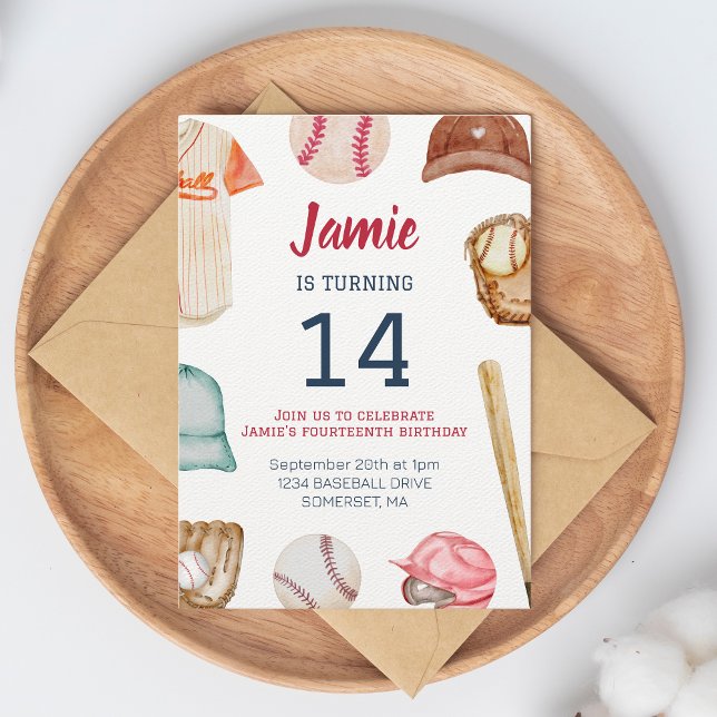 Convite Beisebol Em Qualquer Aniversário Da Idade (Criador carregado)