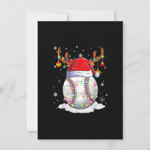 Convite Beisebol Santa Hat Reindee Natal Luzes Engraçadas