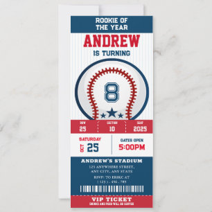 Convite Beisebol Ticket Rookie Do Ano