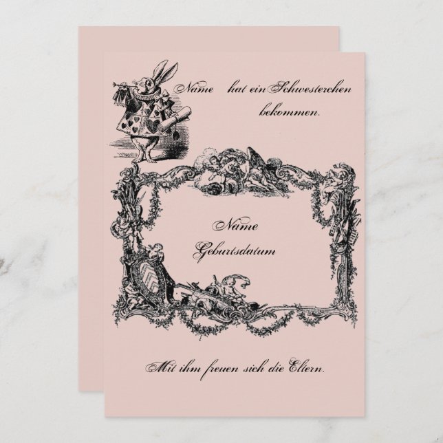 Convite Bekanntgabe zur Geburt – Geburtskarte (Frente/Verso)