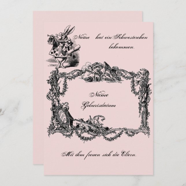Convite Bekanntgabe zur Geburt – Geburtskarte (Frente/Verso)