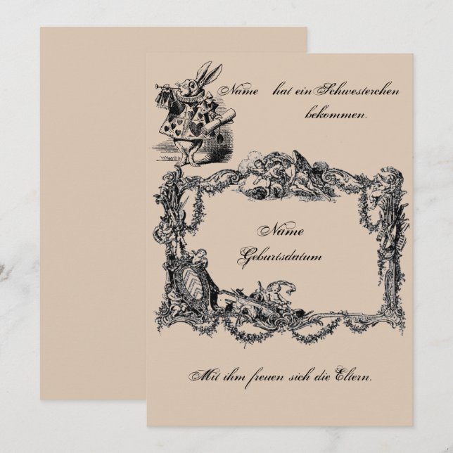 Convite Bekanntgabe zur Geburt – Geburtskarte (Frente/Verso)
