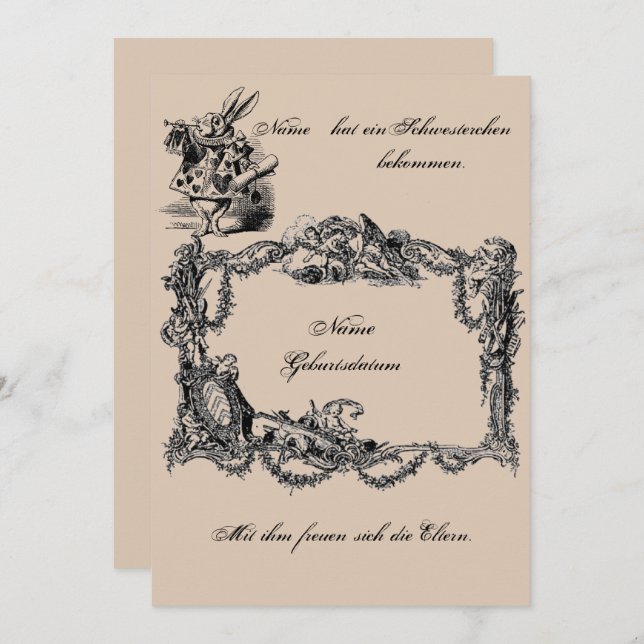 Convite Bekanntgabe zur Geburt – Geburtskarte (Frente/Verso)