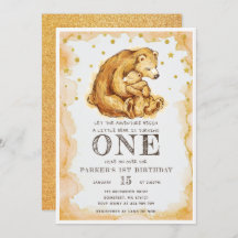 Bela Aquarela Bear Aniversário