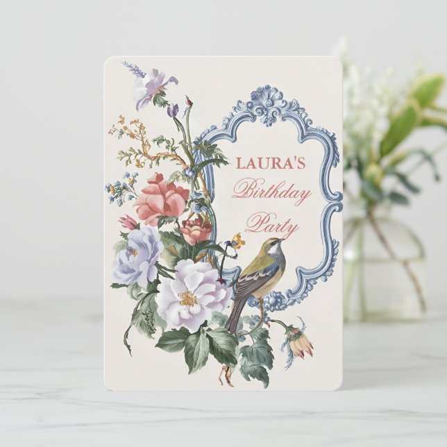 Convite Bela arte de flora e fauna (Em pé/Frente)