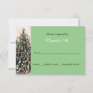 Convite Bela Árvore Iluminada de Natal Casamento RSVP
