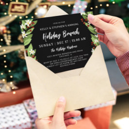 Convite Bela Branca Floral Vermelho Berries Feriado Brunay