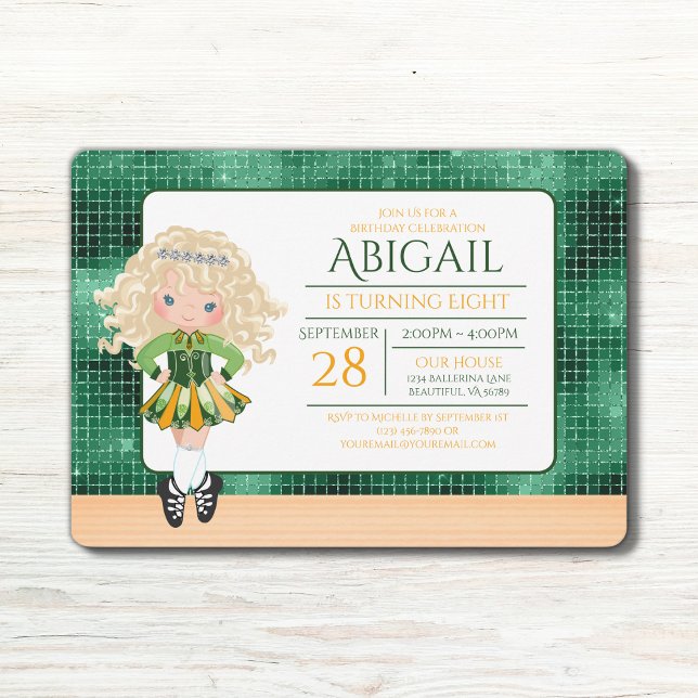 Convite Bela Calçado Loura-de-Bela-Bona-Irlandesa Aniversá (Criador carregado)