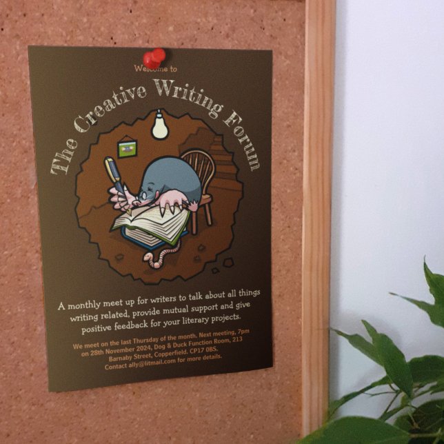 Convite Bela Cartoon Mole Novelist Escrevendo Livro De Bur (Criador carregado)