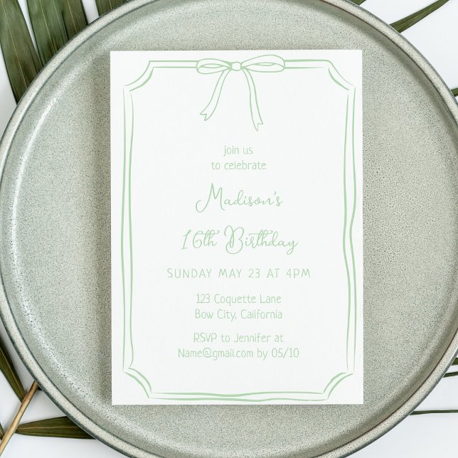 Convite Bela Coquete Arco Desenhado Mão Branca Aniversário (Criador carregado)