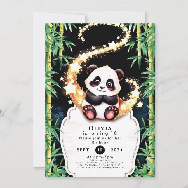 Convite Bela Criança Colorida Panda Aniversário (Frente)