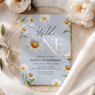 Convite Bela Daisy Wild One Menina 1º Aniversário