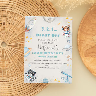 Convite Bela explosão espacial temático aniversário