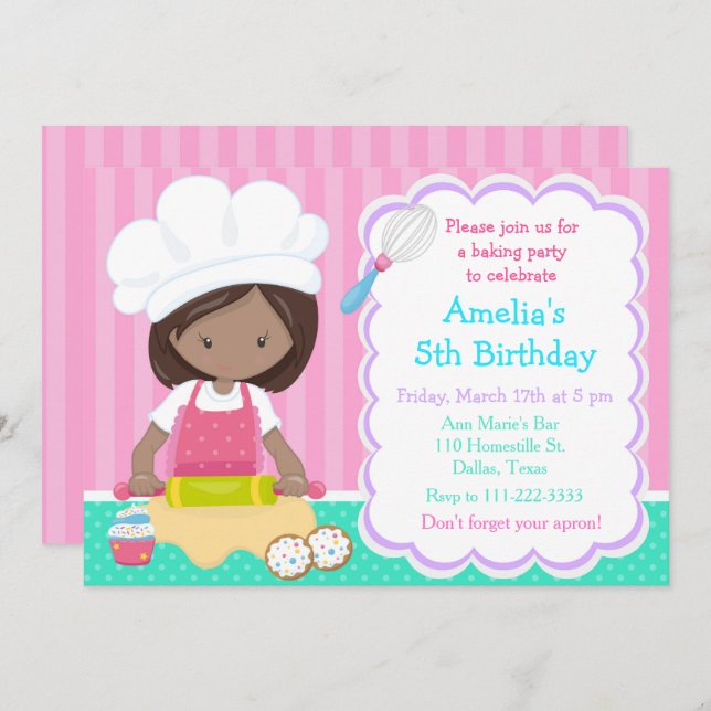 Convite Bela Festa de aniversário Americana (Frente/Verso)