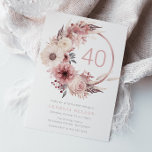 Convite Bela festa de aniversário de 40 anos de Blush Boho<br><div class="desc">Belo Convite de festas Boho Blush aniversário de 40 anos Veja nossa coleção para muitos mais convites e itens correspondentes Também disponíveis como um convite para download digital.</div>