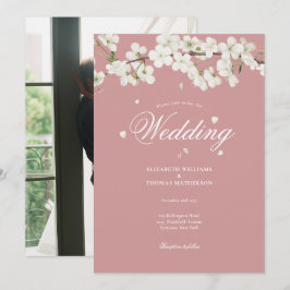 Convite Bela Flor de Casamento Floral Rosa Empoeirado Foto