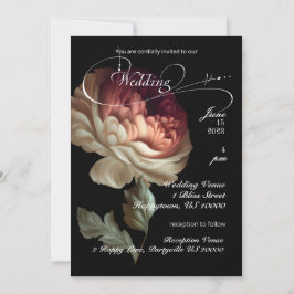 Convite Bela Flor Pintada do Velho Mundo Romântica P1ink 