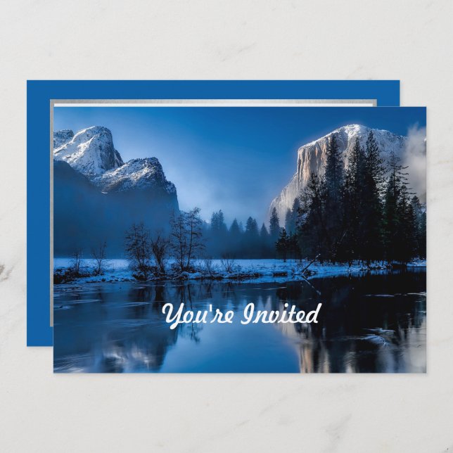 Convite Bela Foto Azul Yellowstone Aniversário (Frente/Verso)