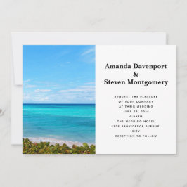 Convite Bela Foto Cênica de Praia Tropical Casamento