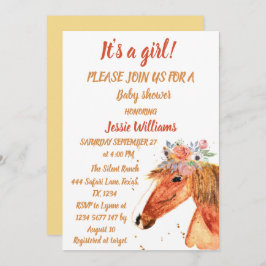 Convite Bela Garota do Rancho de Cavalo Bastante Floral Oc