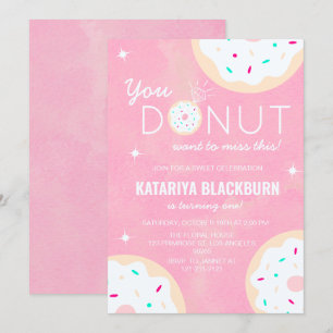 Convite Bela Garota Rosa Aniversário - Rosquinha Senhorita