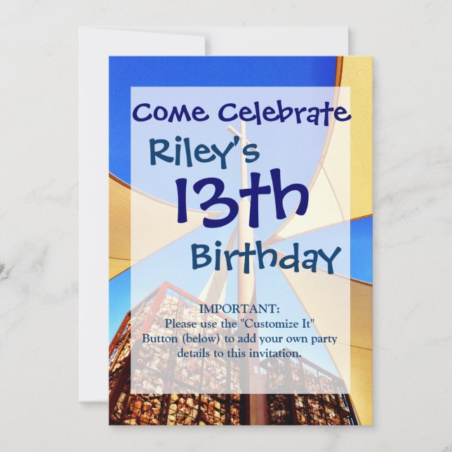 Convite Bela Igreja Cristã Atravessa Céu Azul (Frente)