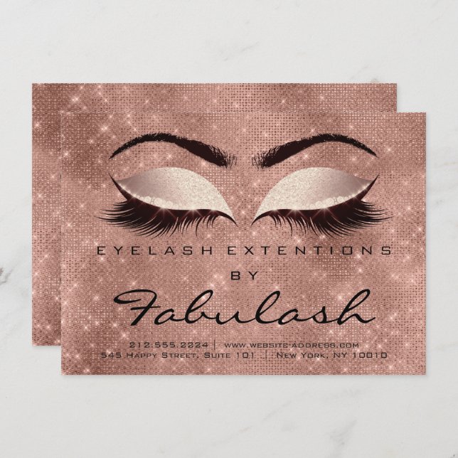 Convite Bela Lashes Extensão Após o Rosa de Instrução de C (Frente/Verso)