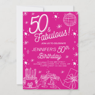 Convite Bela Mão Branca Desenhou 50 E Fabuloso Aniversário