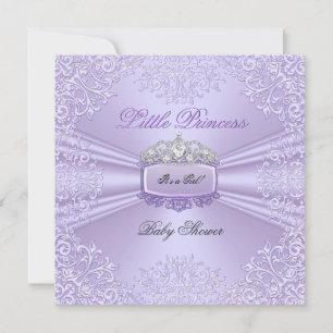 Convite Bela Menina de Chuveiro de Bebê Princesa Tiara Lav