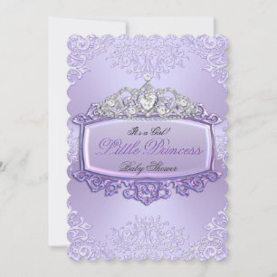 Convite Bela Menina de Chuveiro de Bebê Princesa Tiara Lav