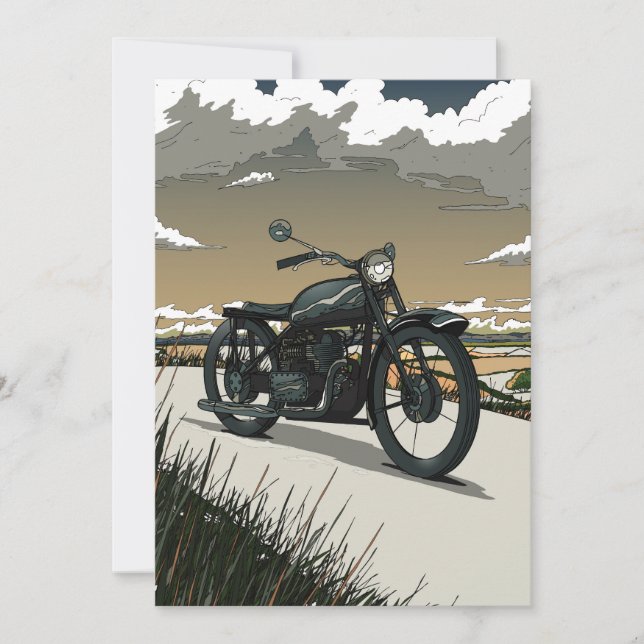 Convite Bela Moto Antiga Vintage (Frente)