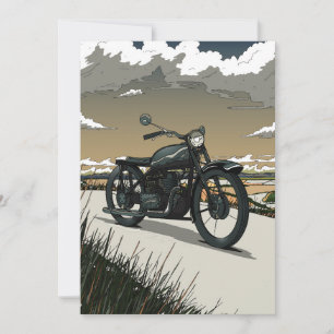 Convite Bela Moto Antiga Vintage