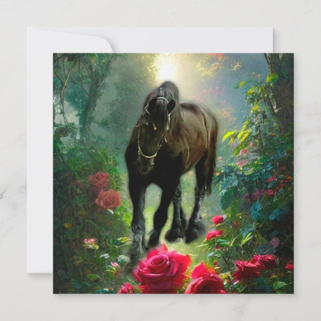 Convite Bela Negra Fantasia de Cavalo Frísia - Carro Saudá (Frente)