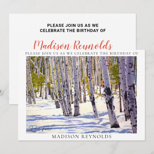 Convite Bela Neve Invernal Aspen Tres Aniversário (Frente/Verso)