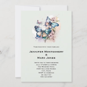 Convite Bela Noiva Borboletas e Flores Casamento