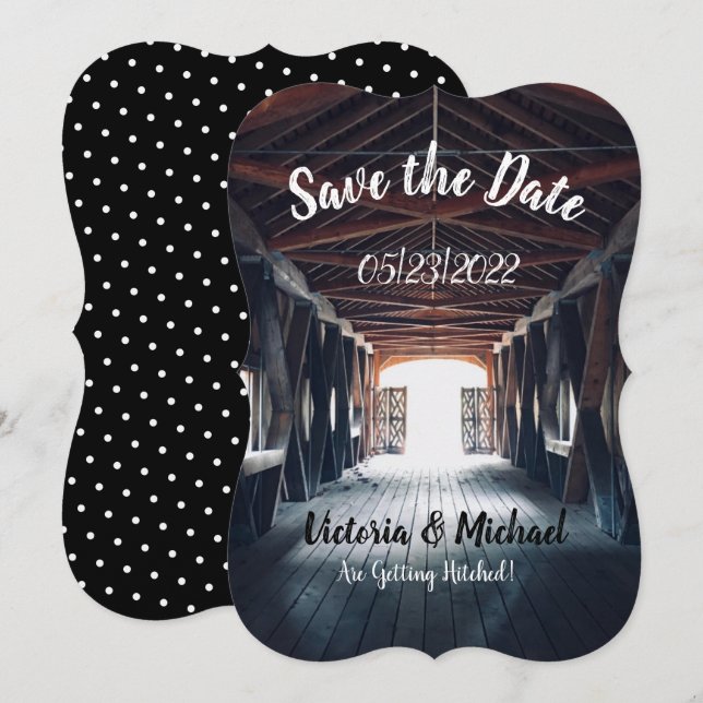 Convite Bela Ponte Coberta Rústica Salve a Data (Frente/Verso)