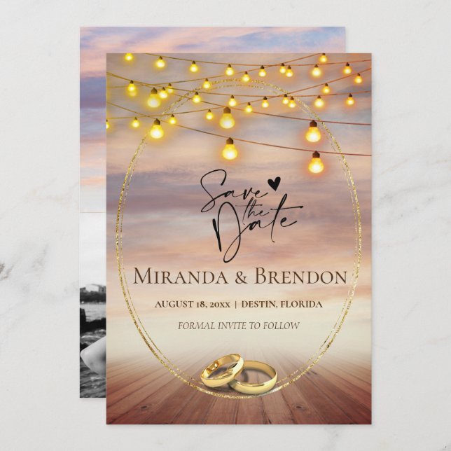 Convite Bela praia da Flórida, brilhante e sua foto eu (Frente/Verso)