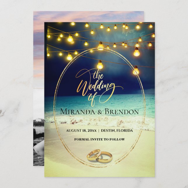 Convite Bela praia da Flórida, brilhante e sua foto Eu (Frente/Verso)